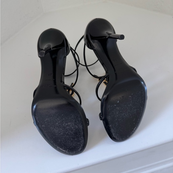 Saint Laurent Cassandra YSL Black Patent Sandals - Size 8 - Picture 2 of 13